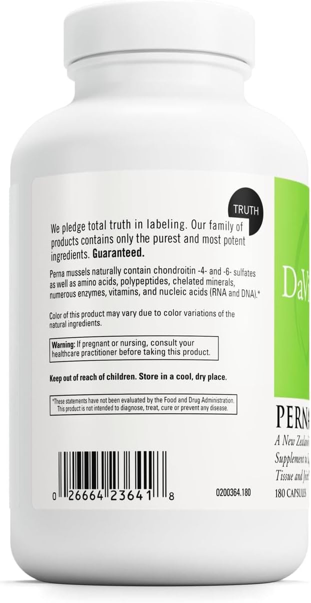 DAVINCI Labs Perna - Helps Support Joint Health with New Zealand Green Mussel a Source of Omega-3 6 9 Fatty Acids Glucosamine &amp Chondroitin - 180 Capsules (90 Servings)