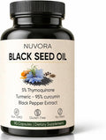 Nuvora Ethiopian Black Seed Oil - 5% Thymoquinone Turmeric &amp Black Pepper Cold Pressed 90 Capsules