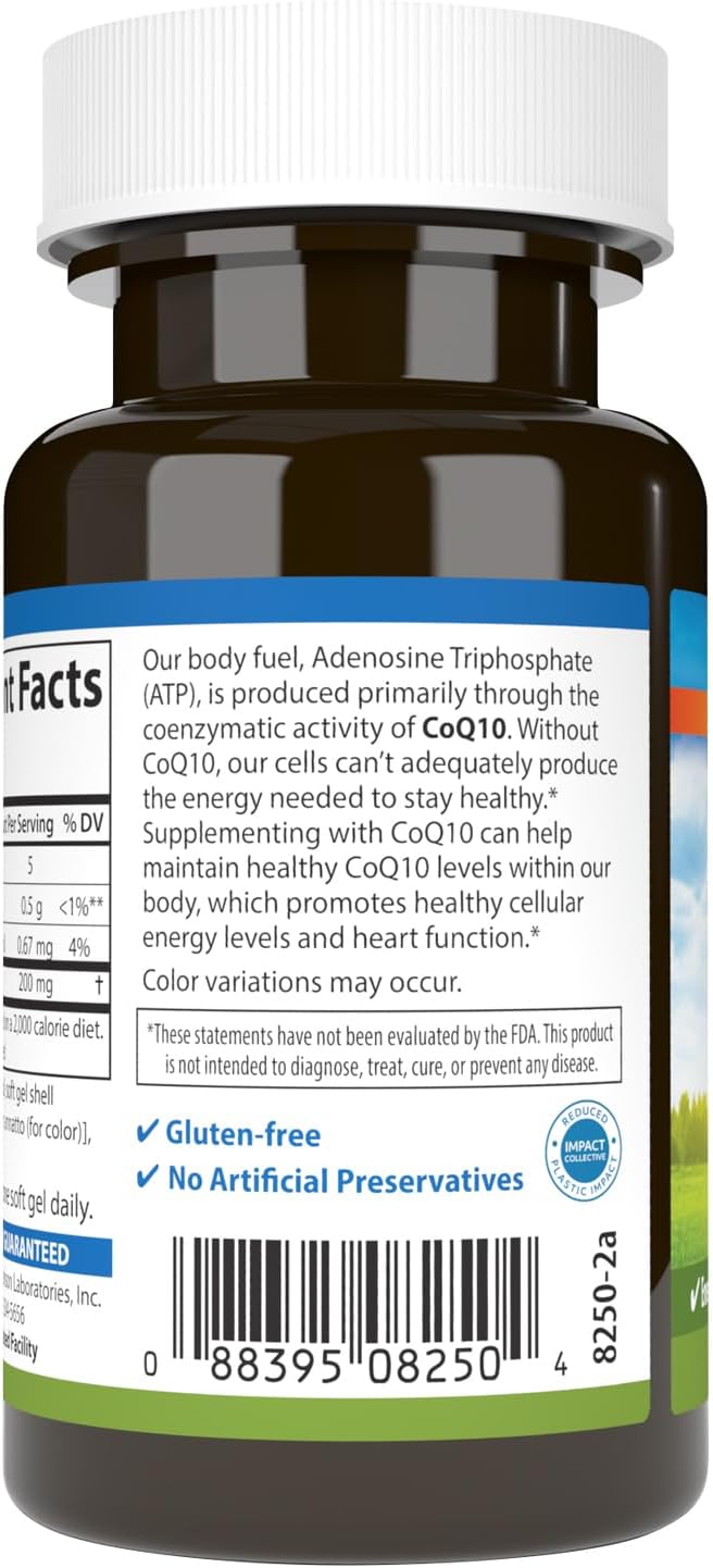 Carlson - Co-Q10 Co-Enzyme Q10 200 mg Energy Production &amp Heart Function 30 Softgels