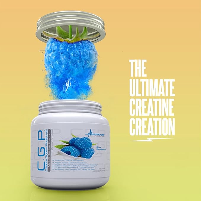 Metabolic Nutrition CGP Creatine Glycerol Phosphate 100% Micronized Creatine Powder Pre Intra Post Workout Supplement Green Apple 400 Grams (40 Servings)