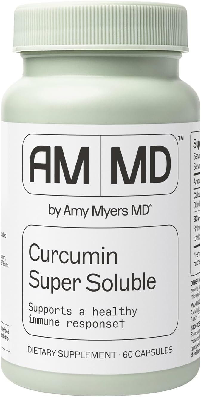 Amy Myers MD Curcumin Super Soluble - Dietary Supplement Supports Gut Health &amp Immune Response - Turmeric Supplement Aids Intestinal Health - Liver Support with Curcumin - 60 Capsules (60 Servings