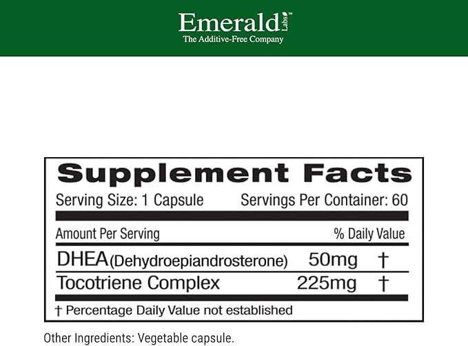 Emerald Labs DHEA 50mg - Adrenal Support Supplement to Help Hormone Balance* - Gluten-Free - 60 Vegetable Capsules (60-Day Supply) (Pack of 2)