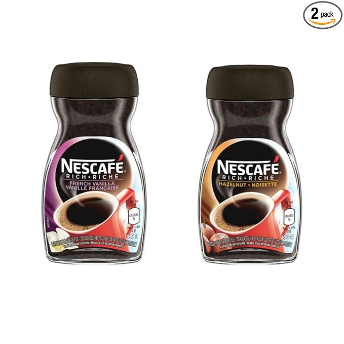NESCAFE Coffee Bundle One Rich Hazelnut 100g and One Rich French Vanilla 100g {Imported from Canada}