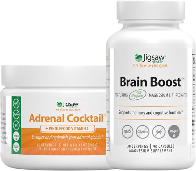 Jigsaw Health Bundle | Adrenal Cocktail 60 Servings (Jar) and Brain Boost 90 Capsules