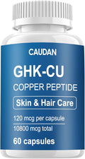 GHK-Cu Copper Peptide Supplement 120mcg Vegan &amp Gluten-Free Delayed-Release Supplement Capsules for Skin &amp Hair - 60 ct