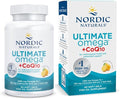 Nordic Naturals Ultimate Omega + CoQ10 Lemon - 60 Soft Gels - 1280 mg Omega-3 + 100 mg CoQ10 - Heart Health Cellular Energy Antioxidant Support - Non-GMO - 30 Servings