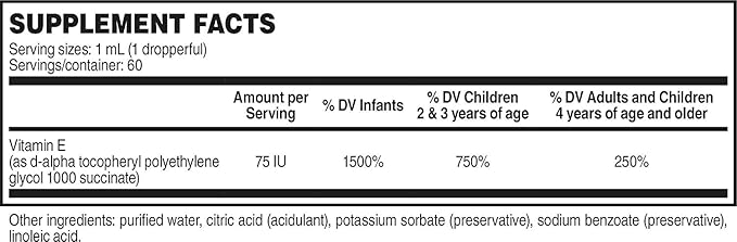 Aqua-E Concentrate 75 IU/ml 60 ml Bottle Water-Soluble Liquid Vitamin E