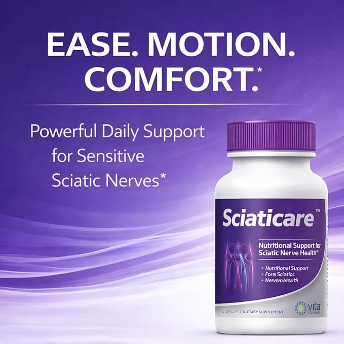 Vita Sciences Sciaticare Nerve Soothing Supplement Vitamins with Natural R-ALA Form 40X Strength NOT Synthetic Alpha Lipoic Acid (ALA) - Lower Lumbar Sciatic Hip Thigh Leg Foot