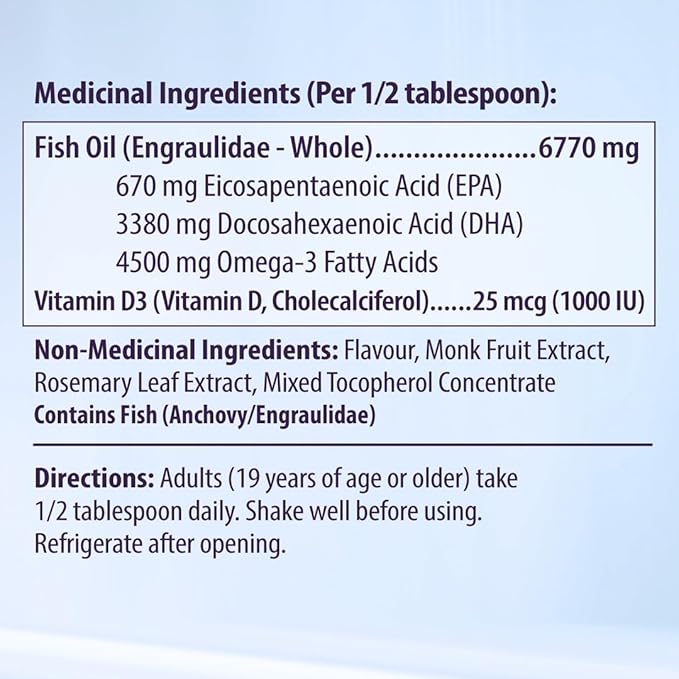 5X Ultimate Strength Omega 3 Fish Oil Liquid Fish Oil Supplements with High DHA and EPA Omega3 Fatty Acids High Potency Omega 3 with Vitamin D 7.60 floz Grape Flavor