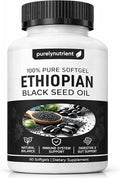 Ethiopian Black Seed Oil Capsules 4.64% Thymoquinone – Purely Nutrient Organic Cold Pressed Black Cumin Seed Oil Softgels Non-GMO Gluten-Free 60 Softgels