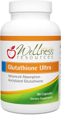 Wellness Resources Glutathione Ultra Supplement - Bioavailable S-Acetyl L-Glutathione (SAG) - Antioxidant Detox &amp Cellular Health Immune Support - High Absorption Non-GMO Gluten-Free 90 Capsul