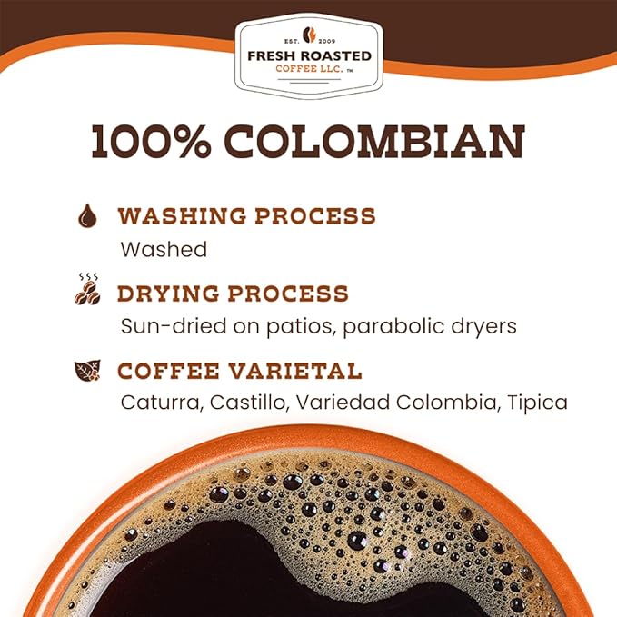 Fresh Roasted Coffee 100% Colombian Medium Roast 96 Pods for K Cup Brewers