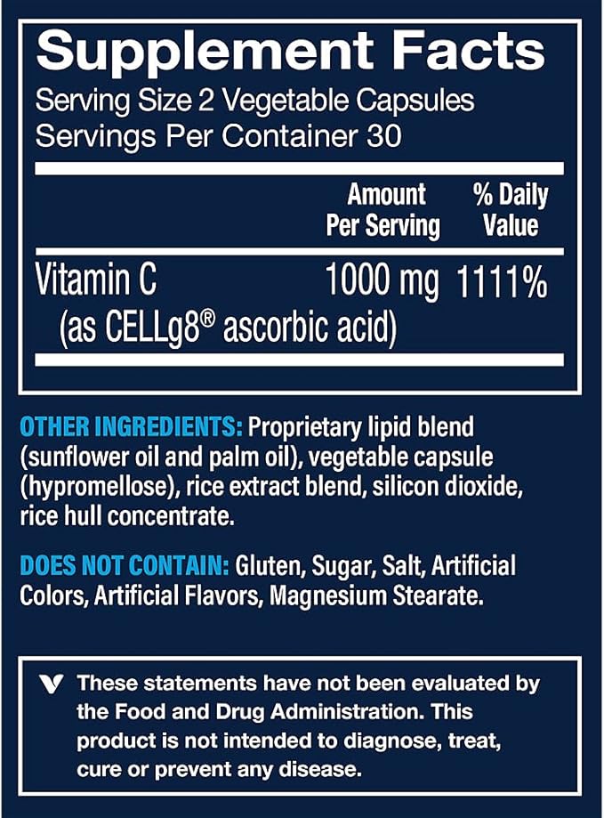 Vthrive Liposomal Vitamin C for Immune Support - Increased Bioavailability &amp Absorption - 1000 MG (60 Vegetarian Capsules)