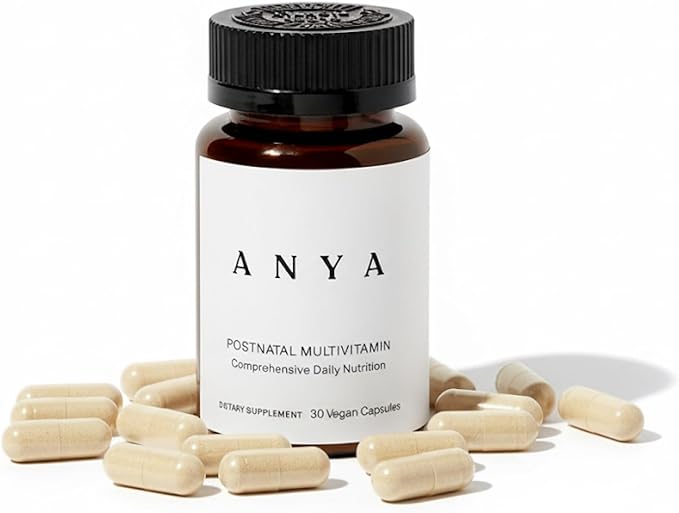ANYA Postpartum Multivitamin Postnatal Vitamin for Women Breastfeeding 30 Capsules - Vitamins A C D3 Zinc B12 Biotin Folate and Iron - 100% Vegan Non-GMO Gluten Free Baby Shower Gifts