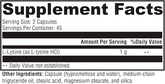 XYMOGEN L-Lysine 1000mg Capsules - Amino Acid Supplement to Support Synthesis of Collagen Provides Balance to a High Intake of Arginine (90 Capsules)