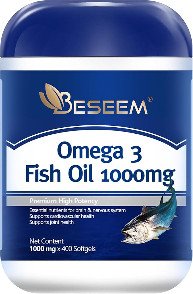 Omega-3 Fish Oil 1000mg Softgels - High Potency 360mg EPA + 240mg DHA per Serving Fish Oil Supplement from Wild-Caught Deep Ocean Fish Heart &amp Brain Support 400 Softgels