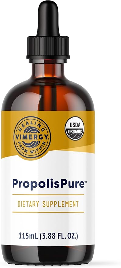 Vimergy PropolisPure® – Supports Immune and Respiratory Health* – Benefits Oral Health* – USDA Certified Organic Kosher Paleo-Friendly Gluten-Free – 115 mL (57 Servings)