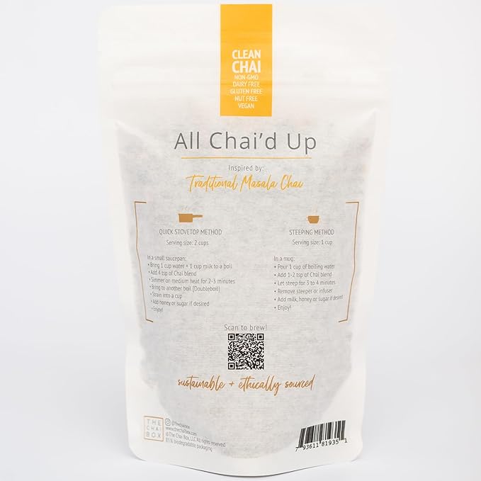 The Chai Box Loose Leaf 100% Organic Black Tea - Featured in Oprah's Favorite Things | Caffeinated Black Tea with Ginger Cinnamon Clove Fennel &amp Cardamom (Pack of 1) 6 oz | Makes 25 Cups | Smal