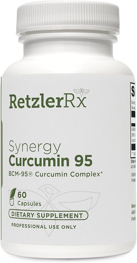 Synergy Curcumin 95 - Curcumin Complex by Dr. RetzlerRx™ Turmeric Curcumin Supplements with Enhanced Bioavailability - Joint Health and Brain Support Supplement (60 Vegan Turmeric Capsules)