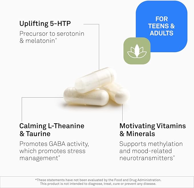 Neuroscience TravaCor - Mood Support Supplement with L-Theanine 5 HTP and B Vitamins - GABA and Serotonin for Stress and Emotional Support (60 Capsules)
