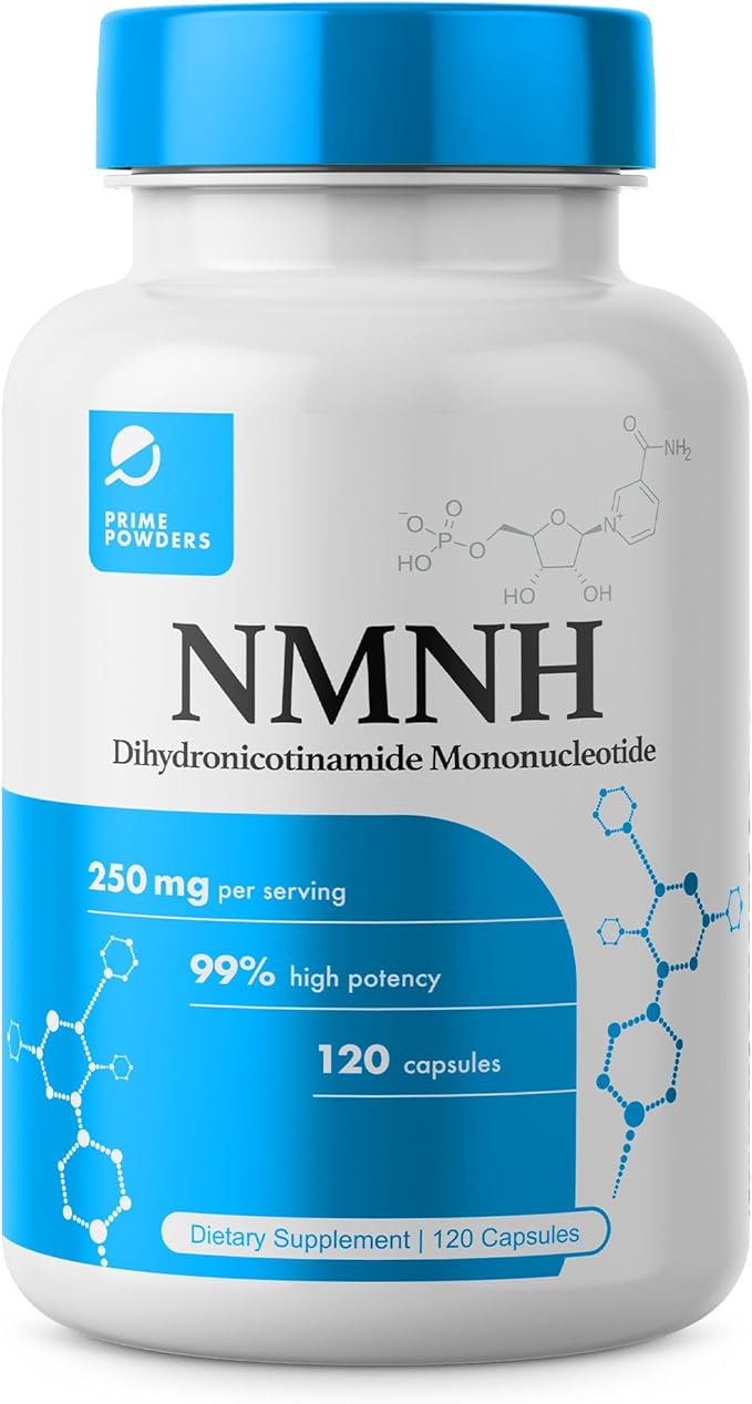 Prime Powders NMNH: Dihydronicotinamide Mononucleotide (120 Capsules) NAD+ Support NR NAD Supplement