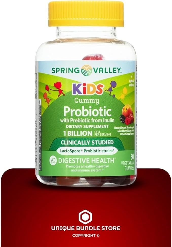 Unique Bundle Store Kids Probiotic Gummies with Prebiotic – 60 Vegetarian Gummies Probiotics for Toddlers Children's Probiotic Kids Immune Support Digestive Balance (Pack of 1)