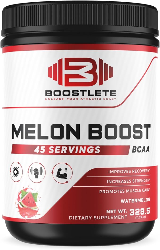 Melon Boost BCAA – Watermelon Flavor – 45 Servings – Muscle Recovery &amp Strength Support – Glutamine &amp BCAA 2:1:1 Supplement – Dietary Powder for Fitness &amp Workout
