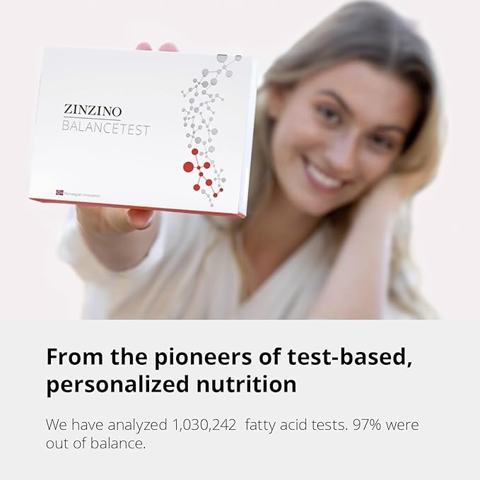 Zinzino BalanceTest - Blood Test Kit to Assess Fatty Acid Levels - Measures 11 Essential Fatty Acids Including Omega-3 6 9 - Easy Dry Blood Test