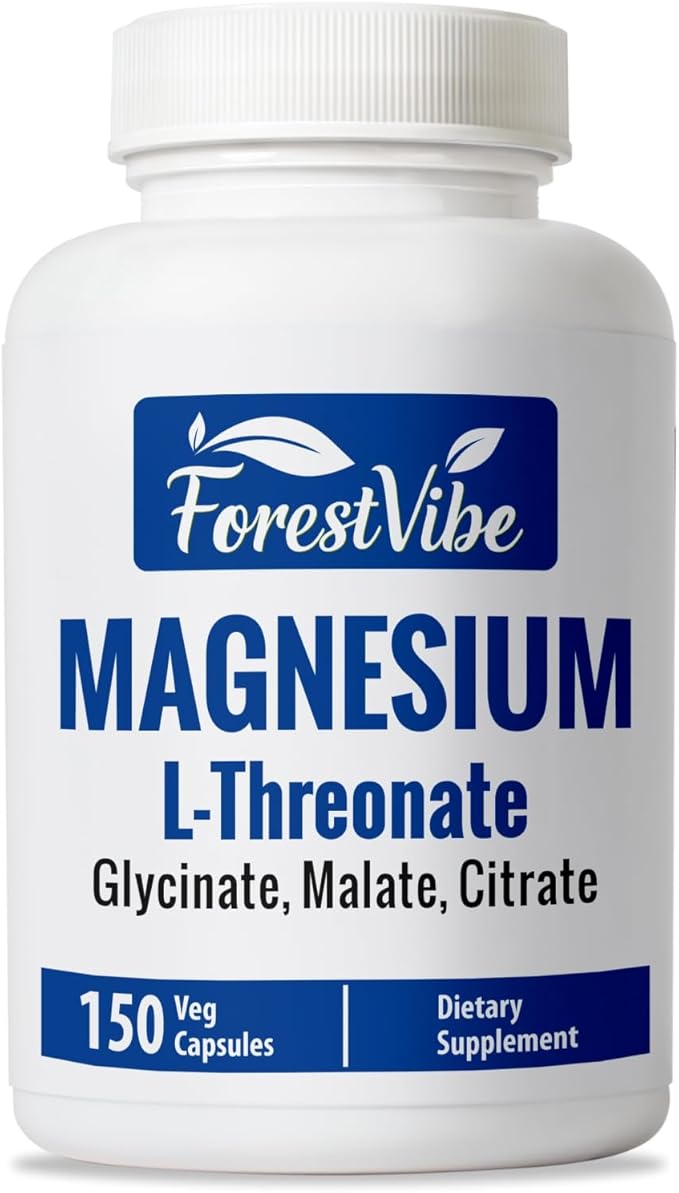 Magnesium L-Threonate Citrate Malate &amp Glycinate 150 Chelated Pills High Absorption Magnesium Supplement for Women and Men Extra Strength Complex Capsules Non-GMO &amp Gluten Free
