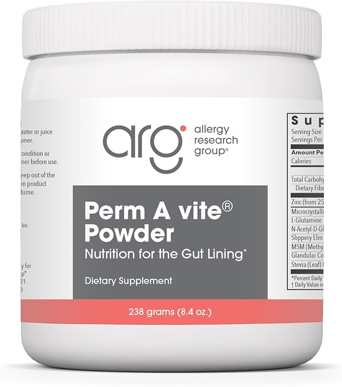 Allergy Research Group Perm A Vite Powder - Gut Health for Men &amp Women L-Glutamine Slippery Elm - 8.4 Oz