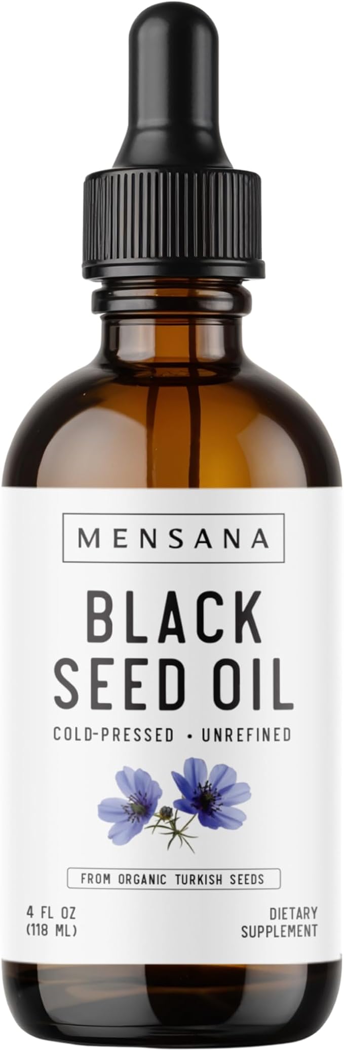 MENSANA Black Seed Oil (4 oz - 47 Servings) – Cold-Pressed Virgin Nigella Sativa – 100% Organic Non-GMO Pure &amp Unrefined Wellness Oil