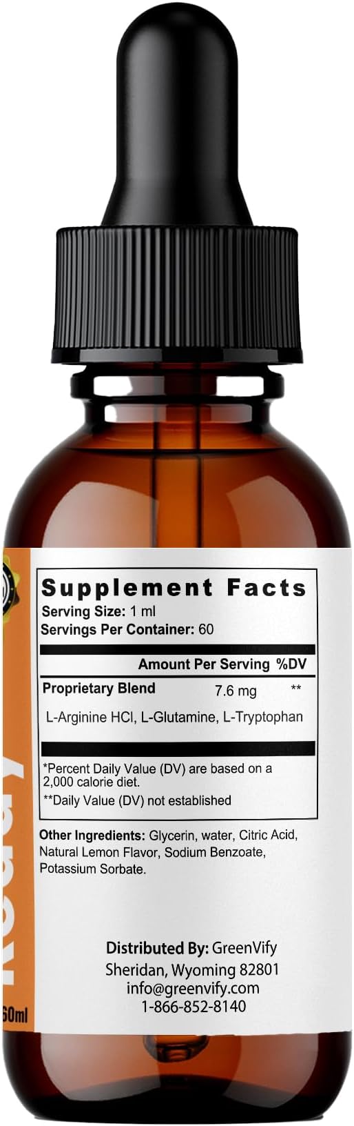 GLP-1 Support Max Advanced Formula L-Arginine HCl L-Glutamine L-Tryptophan 60 Servings 2 fl oz (1)