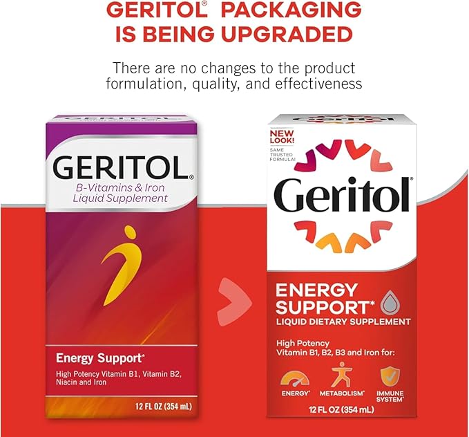 Geritol Liquid Supplement B-Vitamins &amp Iron 12 Fluid Ounce (Pack of 4)