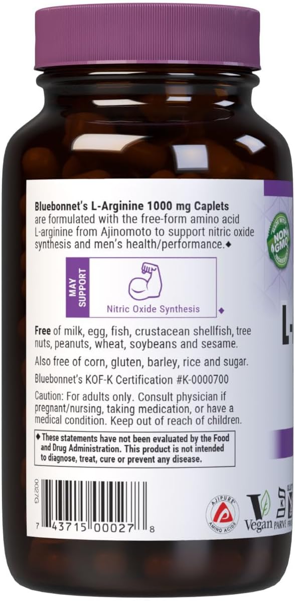 Bluebonnet LArginine 1000 Mg Vitamin Capsules 100 Count