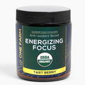 One Farm Energizing Focus Powder Blend - with USDA Organic Blackcurrant Matcha Lions Mane Cordyceps Rhodiola and More in a Resealable Glass Jar. 45 Servings - Tart Berry Flavor