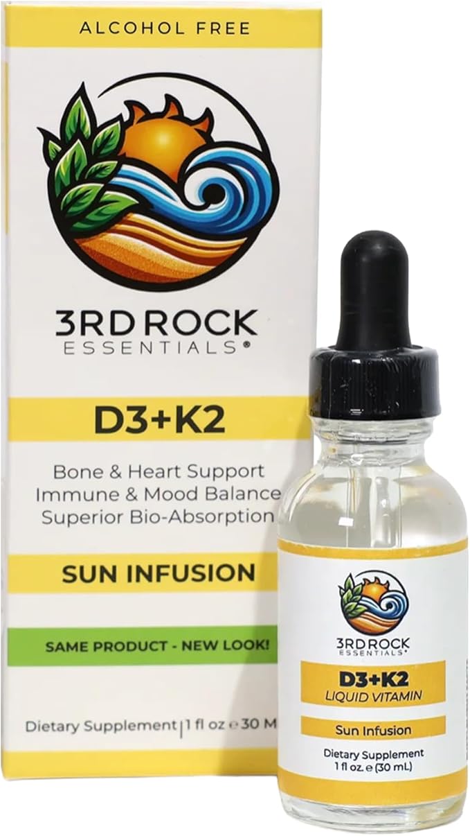 3rd Rock Essentials Vitamin D3 4000 IU + K2 MK-7 Liquid Drops – High Absorption Chelated Formula – 600 Drops (4 Month Supply) – Bone Immune &amp Calcium Support – Non-GMO Gluten Free Supplement