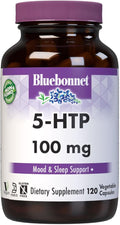 Bluebonnet Nutrition 5-HTP(Hydroxytrypophan) 100mg for Neurotransmitter Support* Supports Positive Mood* Soy-Free Gluten-Free Non-GMO Kosher Certified Vegan White120 Vegetable Capsule