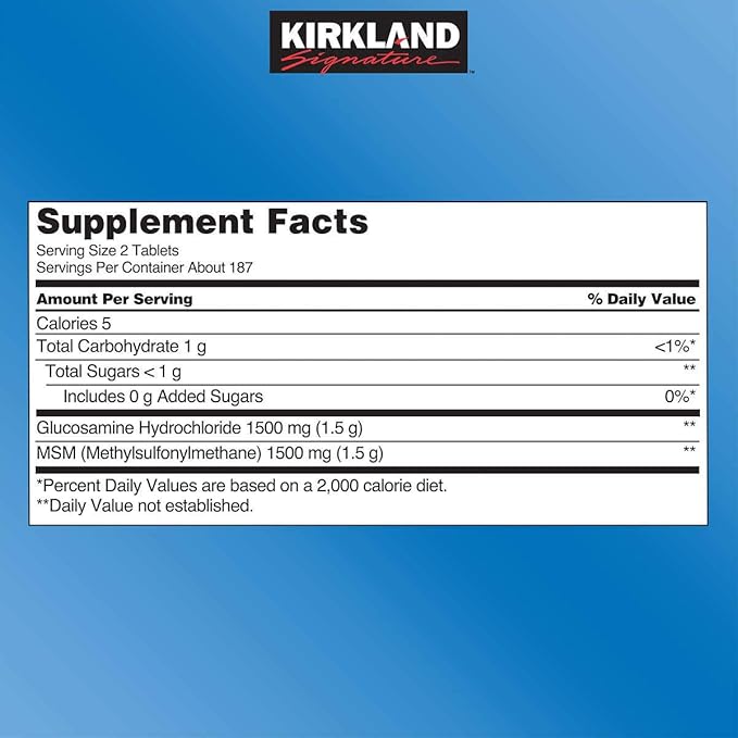 Kirkland Signature Glucosamine with MSM 375 Tablets (5 Pack)