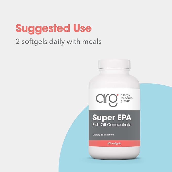 Allergy Research Group Super EPA - Omega 3 Supplement Fish Oil Concentrate EPA DHA Omega 3 Fatty Acids Sustainably-Sourced Anchovies Softgels - 200 Count