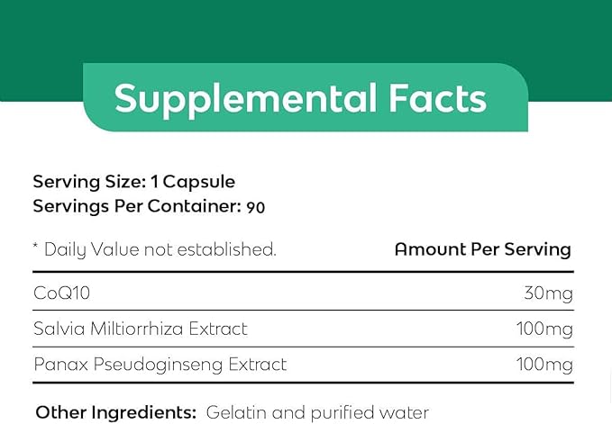 VigorHeart-The Natural Heart Supplements Pills with Coq 10 Salvia Miltiorrhiza and Panax Pseudoginseng (90 Capsules)