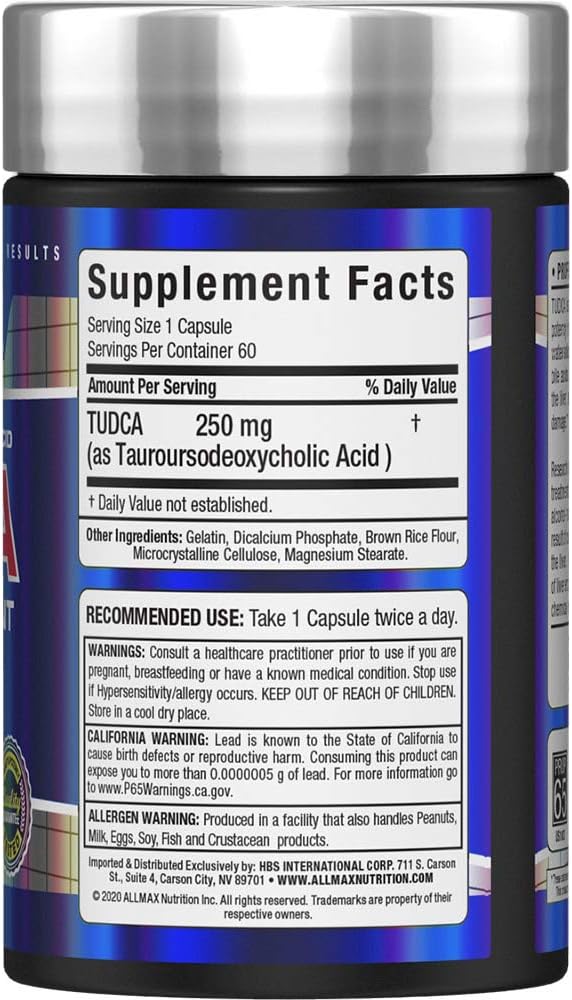 ALLMAX TUDCA+ - 60 Capsules - Liver &amp Gut Health - Gluten Free &amp Non-GMO - 60 Servings