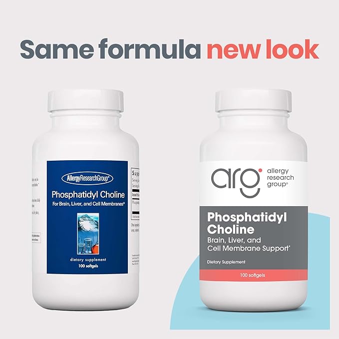 Allergy Research Group ARG Phosphatidyl Choline - 385 mg Phosphatidylcholine Lecithin - Brain Liver &amp Cell Membrane Support - Softgel Capsules - Soy-Based Supplement - 100 Servings - 100 Count