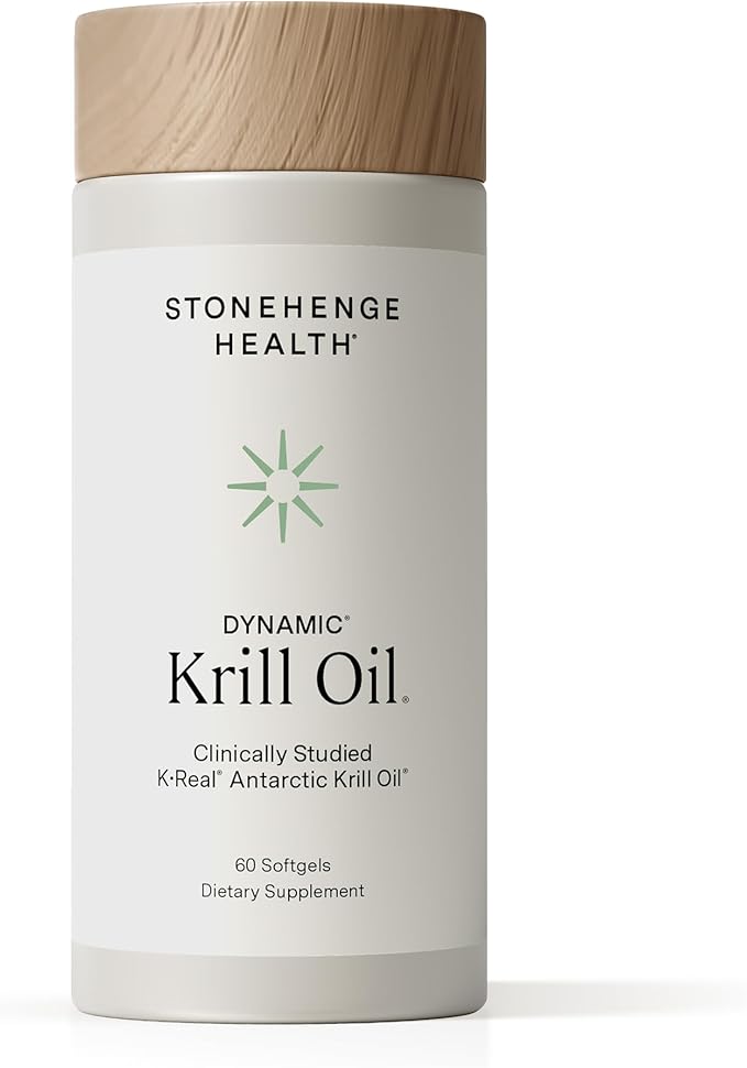 Stonehenge Health Dynamic Krill Oil 1600mg – Triple Strength Antarctic Omega-3 Supplement with EPA DHA Phospholipids &amp 2mg Astaxanthin – Supports Heart Brain Skin Joint &amp Eye Health – 60