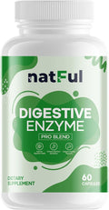 Digestive Enzyme Supplement with Probiotics Broad Spectrum Digestive Support with Makzyme-Pro Lactase Bromelain Papain – 60 Vegan Capsules – Relieves Bloating Gas and Supports Gut Health