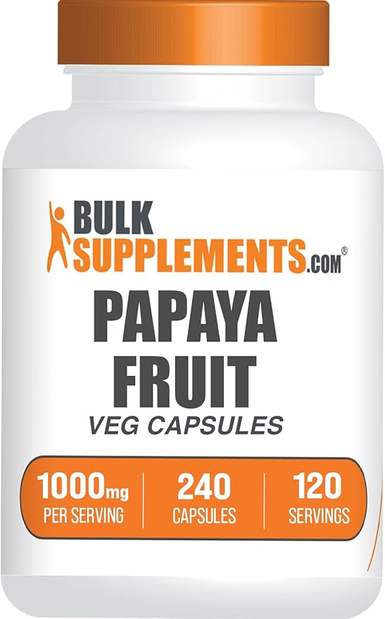 BulkSupplements.com Papaya Fruit Extract Capsules - from Carica Papaya Herbal Supplement - Gluten Free 1000mg 2 Capsules per Serving 240 Count (Pack of 1)
