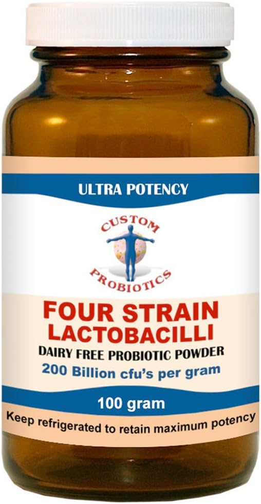 Four Strain Lactobacilli Probiotic Powder by Custom Probiotics (100 gram)