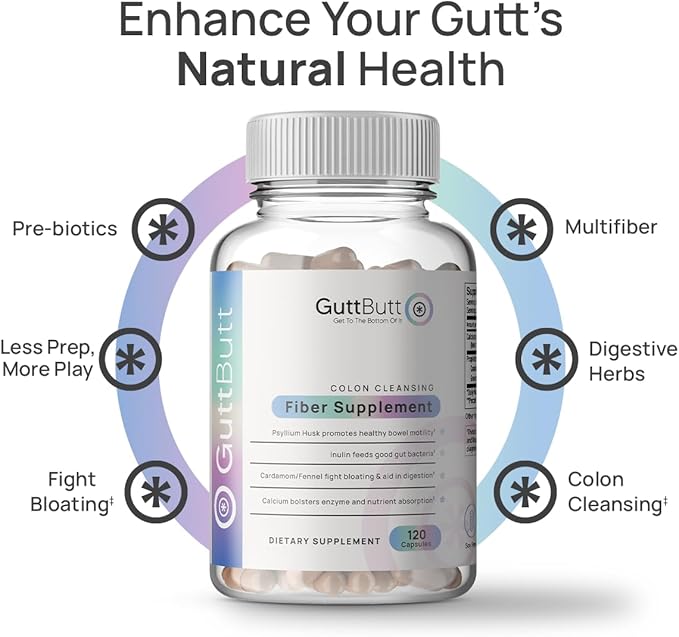 Vegan Cleanliness Fiber Supplement | Helps Promote Digestive Regularity | Psyllium Husk Inulin Cardamom Fennel Seed Calcium Carbonate | Proprietary Formula | 120 Vegan Capsules