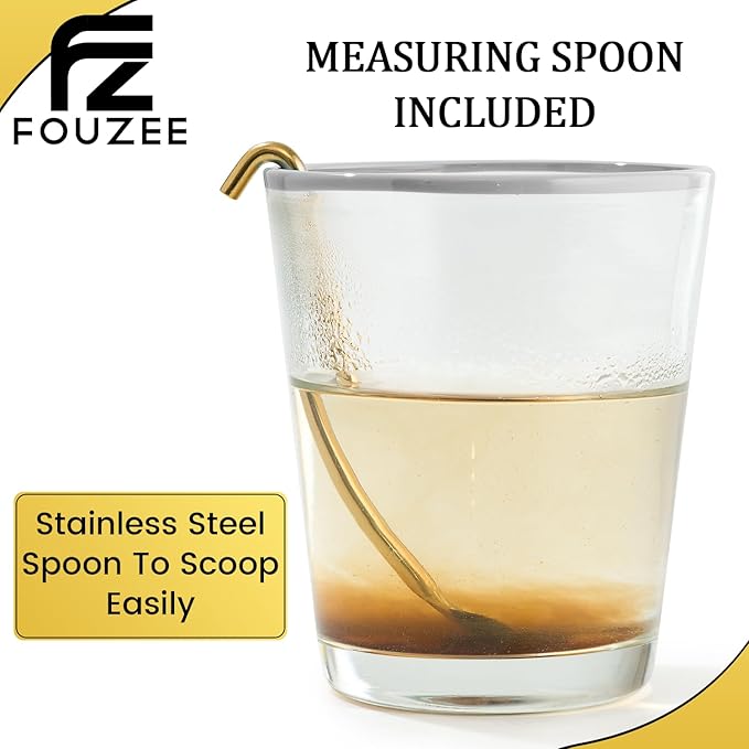 FOUZEE Pure Himalayan Mountains Shilajit - 77% + Fulvic Acid Authentic Hard Consistency Natural Source of Fulvic Acid Over 85 Trace Minerals Includes Stainless Steel Spoon (30 Grams)