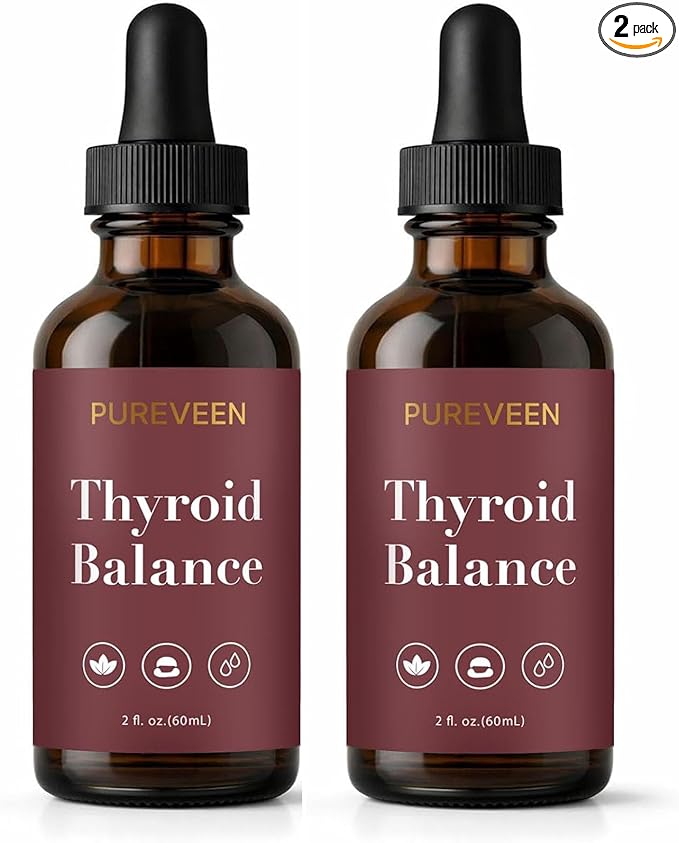 Pureveen Thyroid Restore Thyroid Support Drops for Women Liquid Supplement with Milk Thistle Selenium Zinc Magnesium Daily Wellness &amp Energy Support for Women 60ML