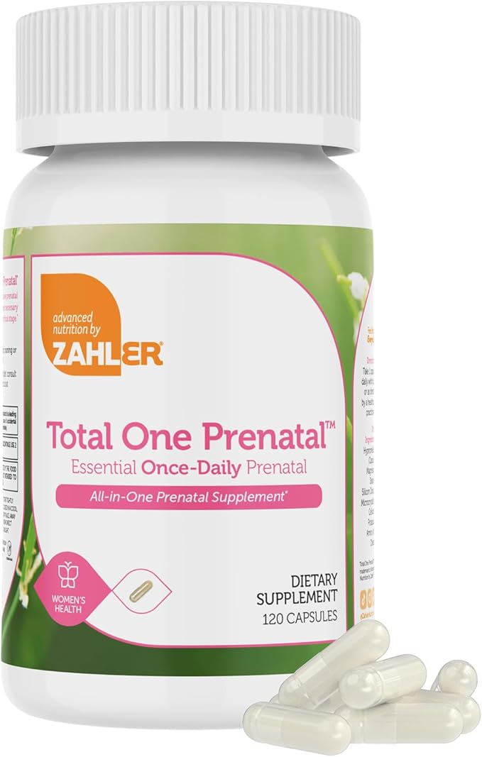 Zahler - Total One Prenatal Vitamins for Women (120 Count) Daily Multi Vitamin Prenatals with Folic Acid Iron Zinc &amp 19 Other Essential Vitamins &amp Minerals - Kosher Pre Natal Multivitamin Ca